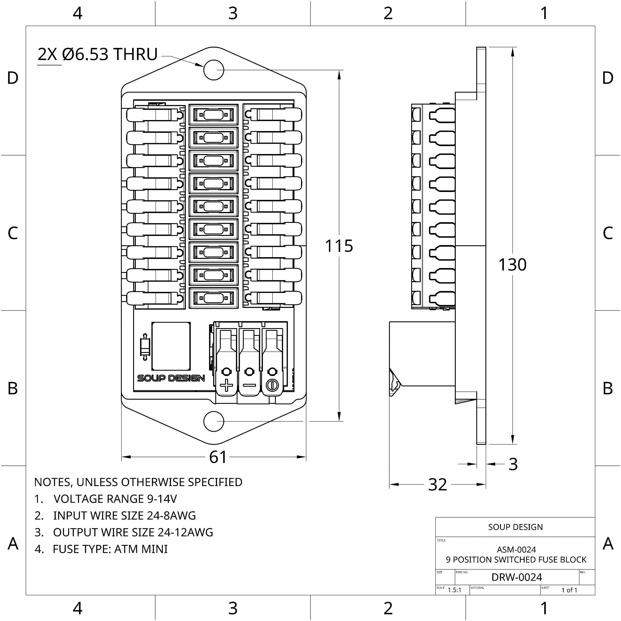 Toolless Fuse Block (Switched) - 9 Circuits