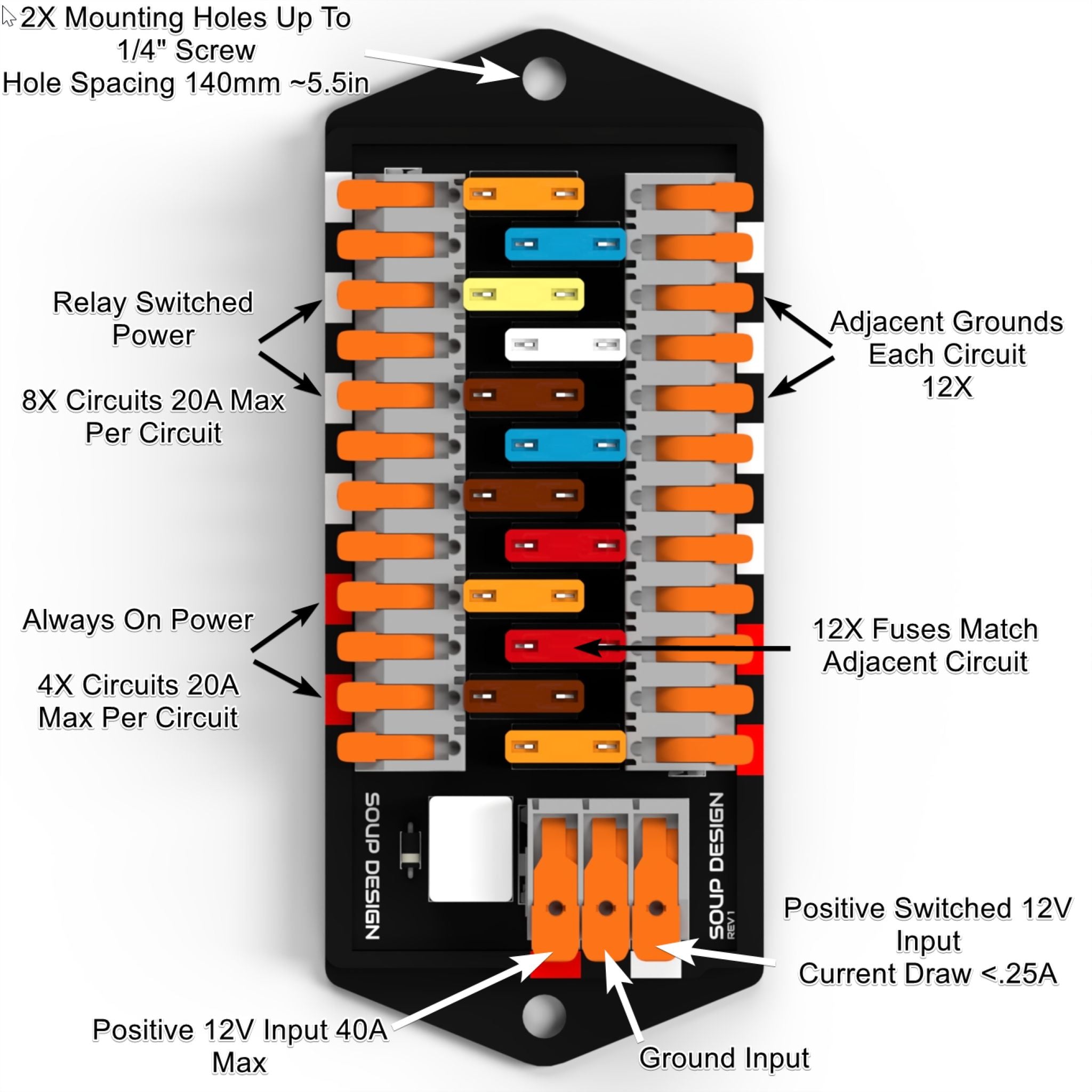 Toolless Fuse Block V2 (Switched)